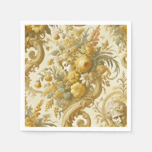 Guilt of Gold – Baroque Floral  Napkins (Front)