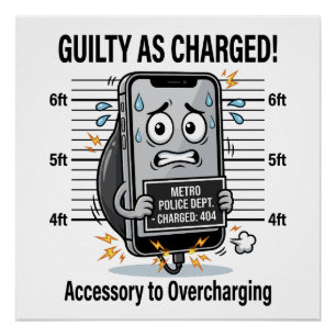 Guilty As Charged – Funny Overcharged Phone Pun Poster