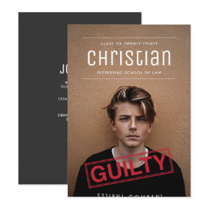 Guilty as Charged Law Graduation Invitation