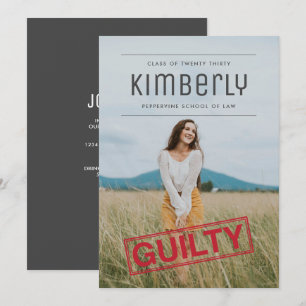 Guilty as Charged Law Graduation Invitation