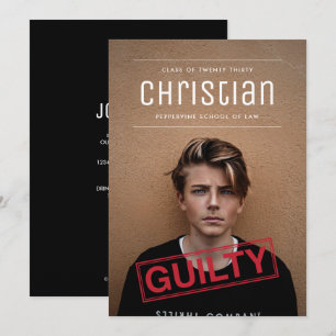 Guilty as Charged Law Graduation Invitation
