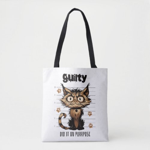 Guilty cat _ did it on purpose graphic tote bag