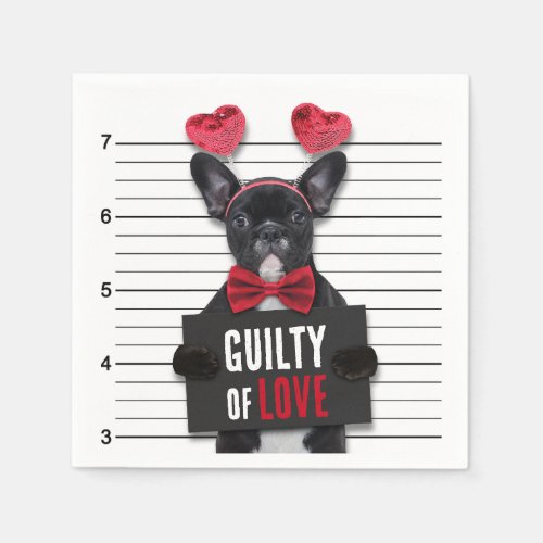 Guilty Love Dog Mugshot Funny Valentines Day Napkins