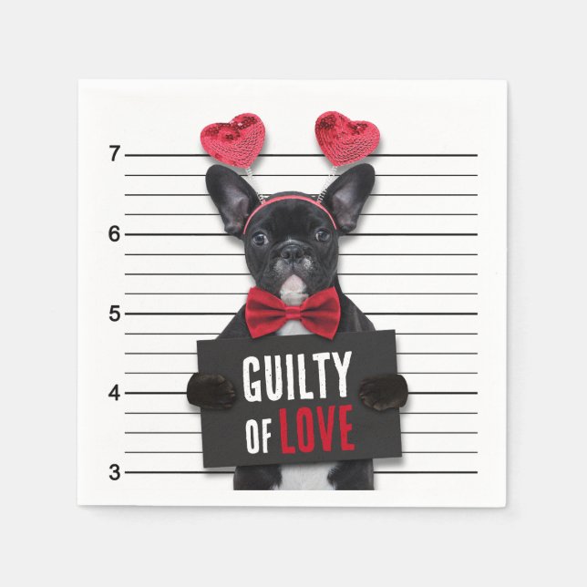 Guilty Love Dog Mugshot Funny Valentine's Day Napkins (Front)