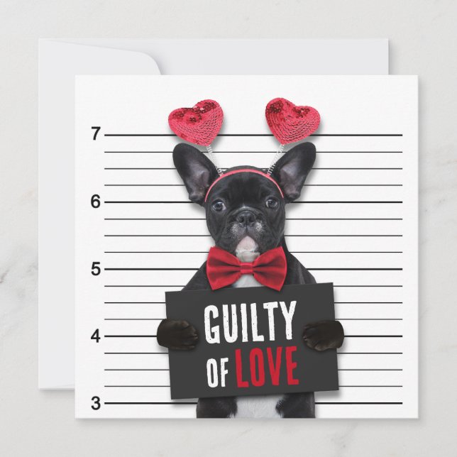 Guilty Love Mugshot Dog Funny Valentine's Day Invitation (Front)