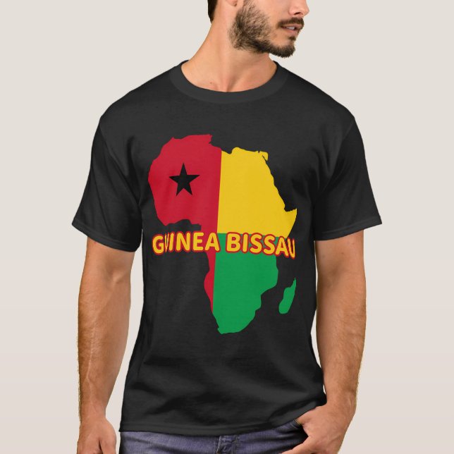 Guinea-Bissau Bissau-Guinean Pride Flag Map Africa T-Shirt (Front)