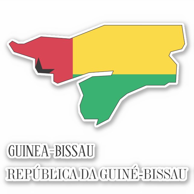 Guinea-Bissau Flag Charming Patriotic Map Sticker (Front)