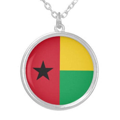 Guinea Bissau Flag Silver Plated Necklace