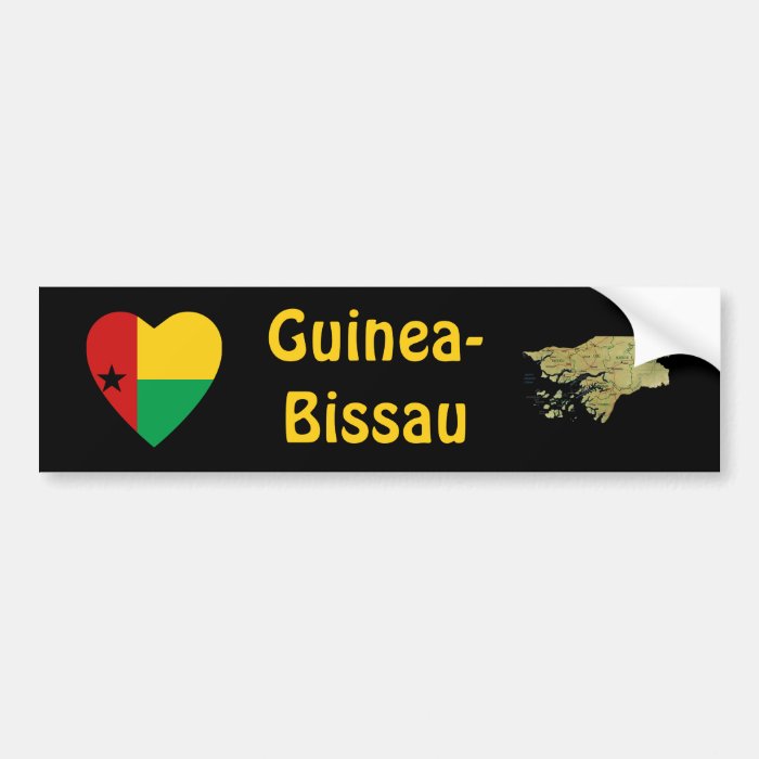 Guinea Bissau Heart Flag + Map Bumper Sticker