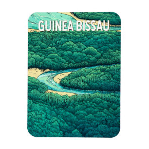 Guinea Bissau Illustration Travel Art Vintage Magnet