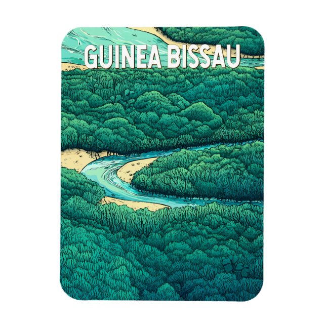 Guinea Bissau Illustration Travel Art Vintage Magnet (Vertical)