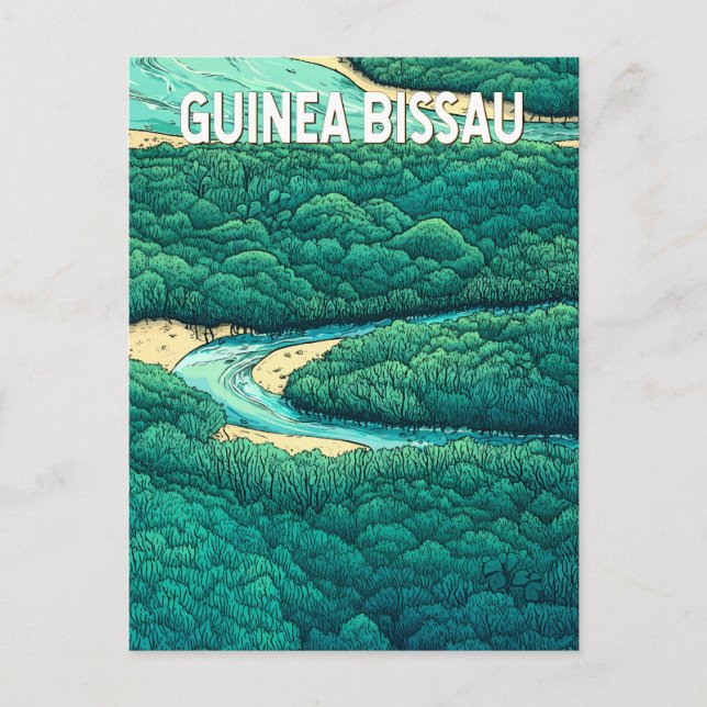 Guinea Bissau Illustration Travel Art Vintage Postcard (Front)