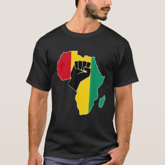 Guinea Conakry Flag Africa Map Rasta Colors Raised T-Shirt