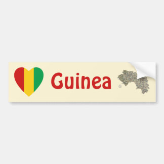 Guinea-Conakry Flag Heart + Map Bumper Sticker