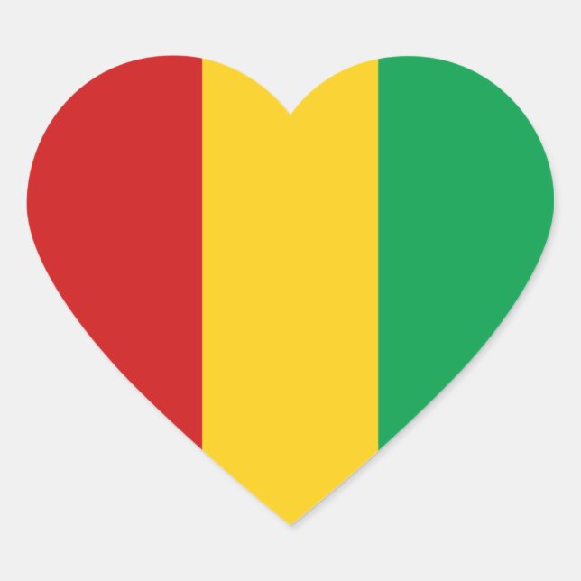 Guinea-Conakry Flag Heart Sticker (Front)