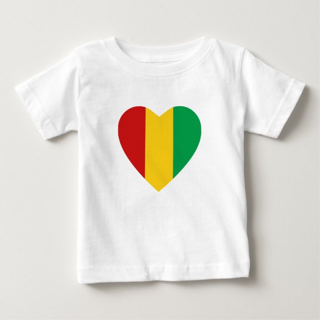Guinea-Conakry Flag Heart T-Shirt (Front)