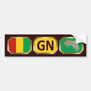 conakry guinea map code bumper sticker flag