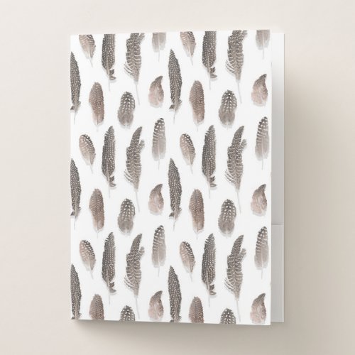 Guinea Farm Bird Feather Pattern Pocket Folder