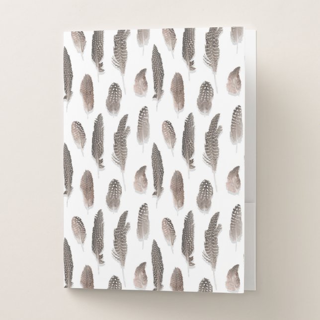 Guinea Farm Bird Feather Pattern Pocket Folder (Front)