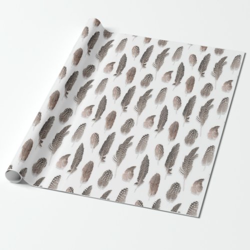 Guinea Farm Bird Feather Pattern Wrapping Paper