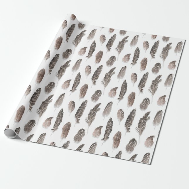 Guinea Farm Bird Feather Pattern Wrapping Paper (Unrolled)