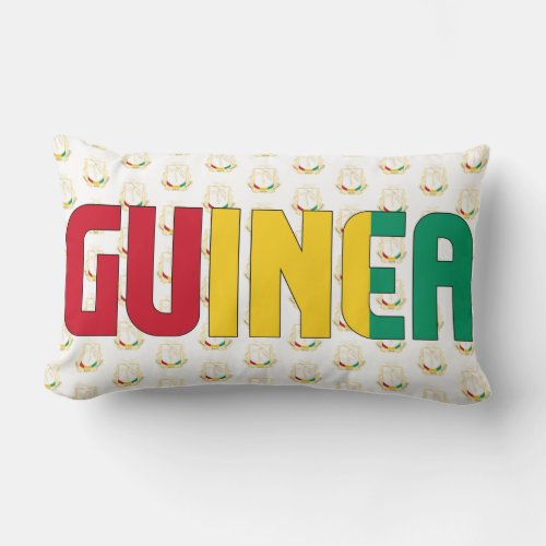 Guinea Flag and Coat of Arms Patriotic Lumbar Pillow
