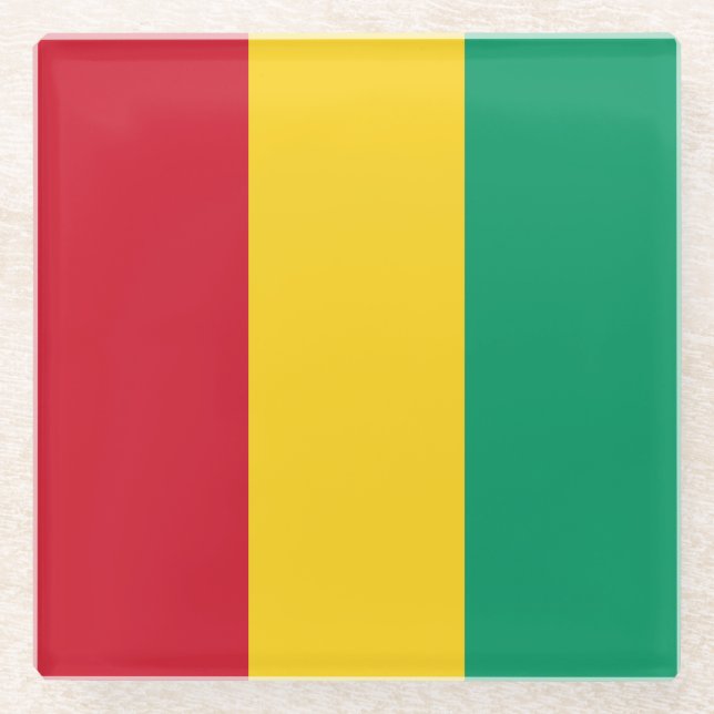 Guinea Flag Glass Coaster (Front)