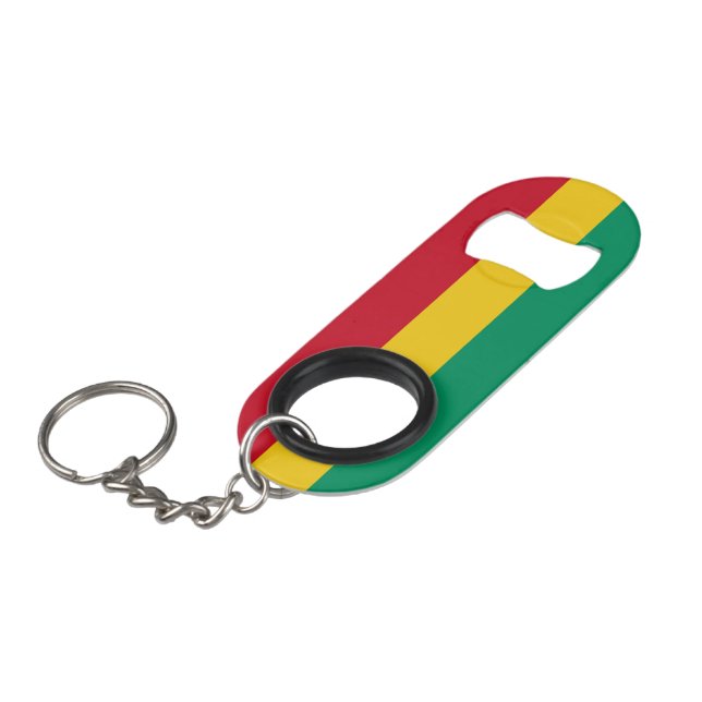 Guinea flag keychain bottle opener (Front Angled)