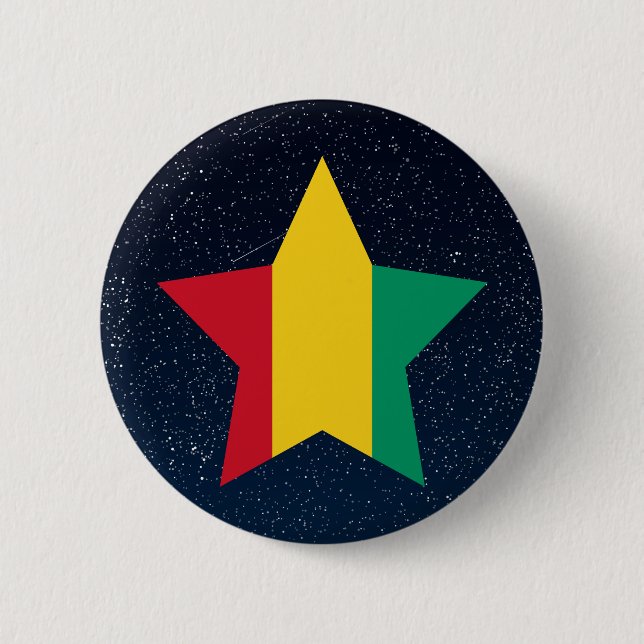 Guinea Flag Star In Space Button (Front)