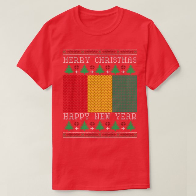 Guinea Flag Ugly Christmas  T-Shirt (Design Front)