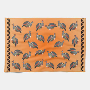 GUINEA FOWL 35 ALL OVER PRINT AND BORDERS KITCHEN TOWEL