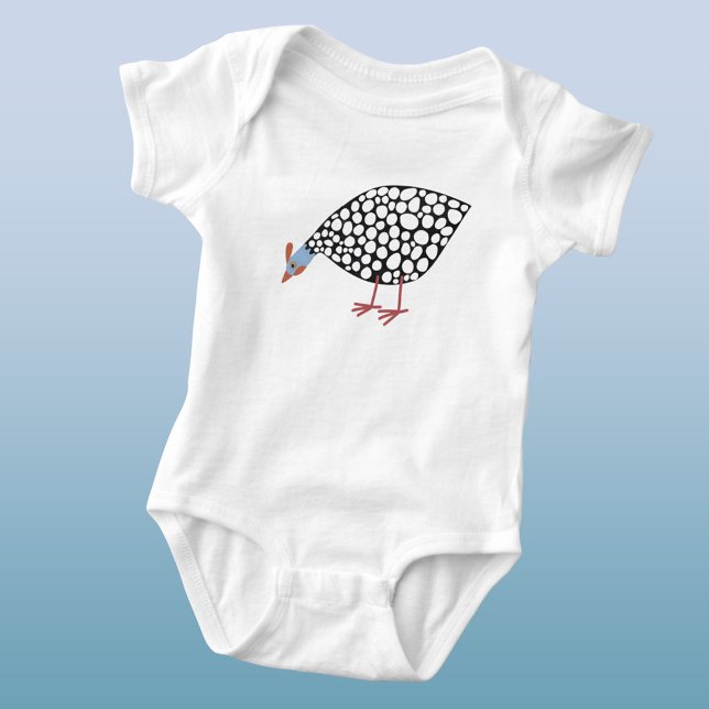 Guinea Fowl Bird Fun Baby Bodysuit (Fun Guineafowl bird baby bodysuit)