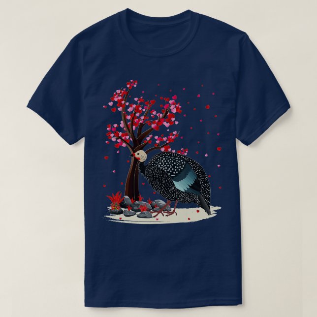 Guinea Fowl Bird Lover Heart Tree Guinea Fowl Vale T-Shirt (Design Front)