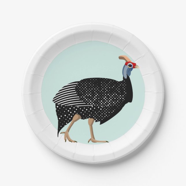 Guinea Fowl bird Paper Plates (Front)