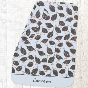 Guinea Fowl Bird Pattern Personalized Custom Name Baby Blanket