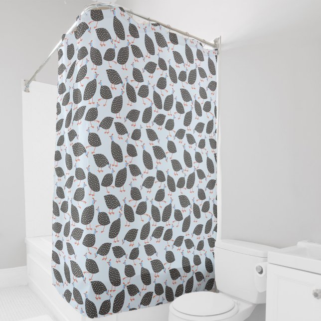 Guinea Fowl Bird Pattern Shower Curtain (Guineafowl guinea hen fun bird pattern shower curtain)