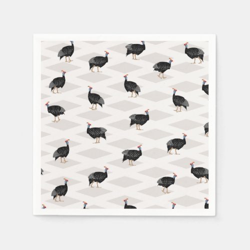 Guinea fowl birds napkins