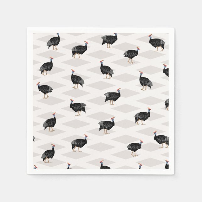 Guinea fowl birds napkins (Front)