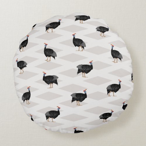 Guinea fowl Birds Pattern Round Pillow