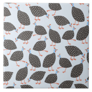 Guinea Fowl Blue Pattern Ceramic Tile