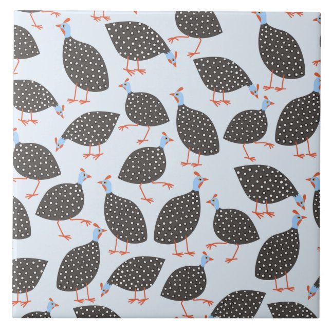 Guinea Fowl Blue Pattern Ceramic Tile (Front)