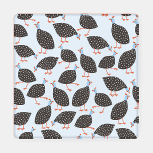 Guinea Fowl Blue Pattern Coaster Set