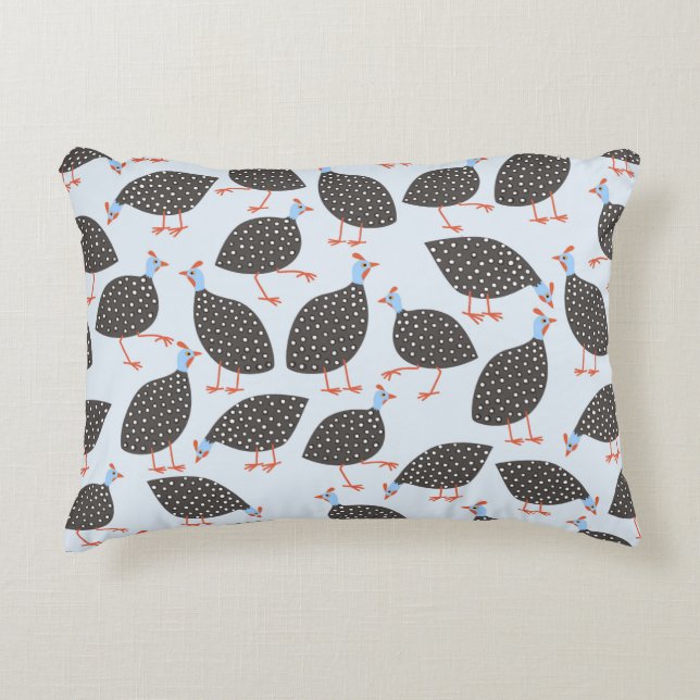 Guinea Fowl Cute Bird Pattern Accent Pillow (Front)