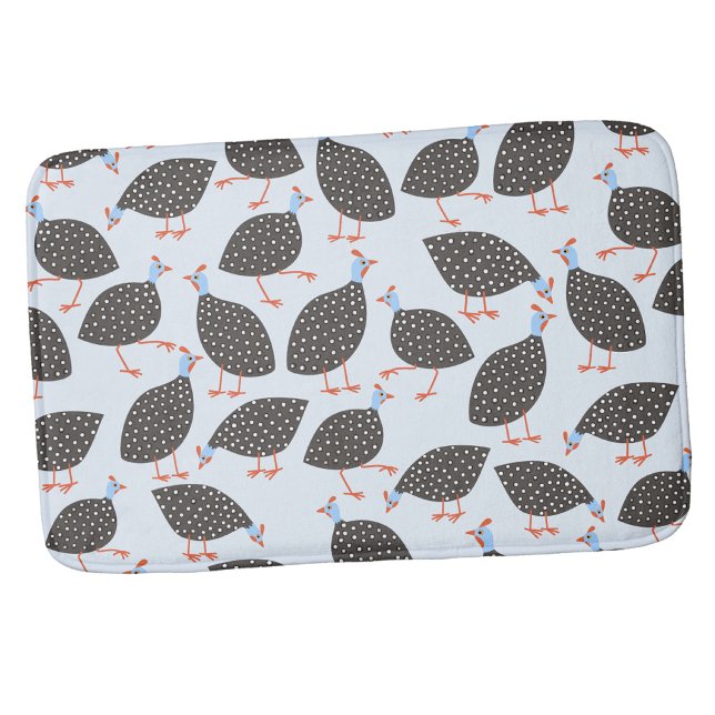 Guinea Fowl Cute Bird Pattern Bath Mat (Fun Guineafowl bath mat)
