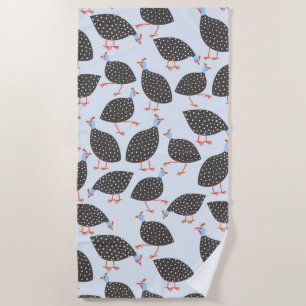 Guinea Fowl Cute Bird Pattern Beach Towel