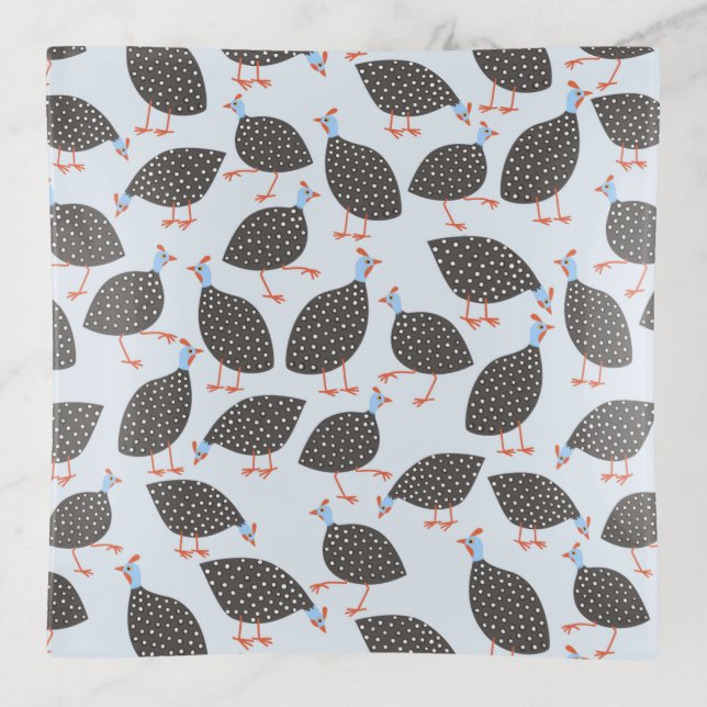 Guinea Fowl Cute Bird Pattern Trinket Tray (Front)