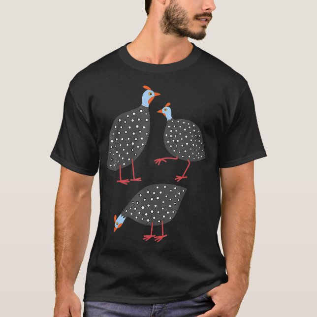 Guinea Fowl Cute Hen Illustration Graphic Art T-Shirt (Front)