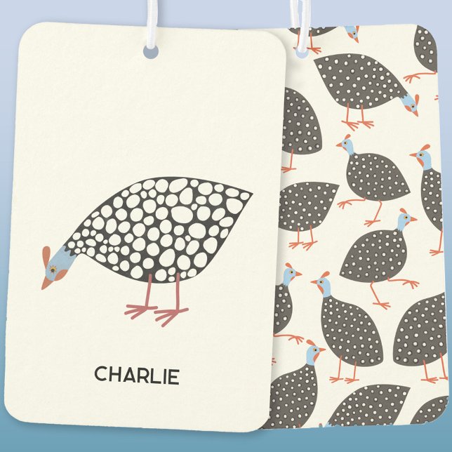 Guinea Fowl Fun Personalized Air Freshener (Fun Guineafowl personalized car or vehicle air freshener)