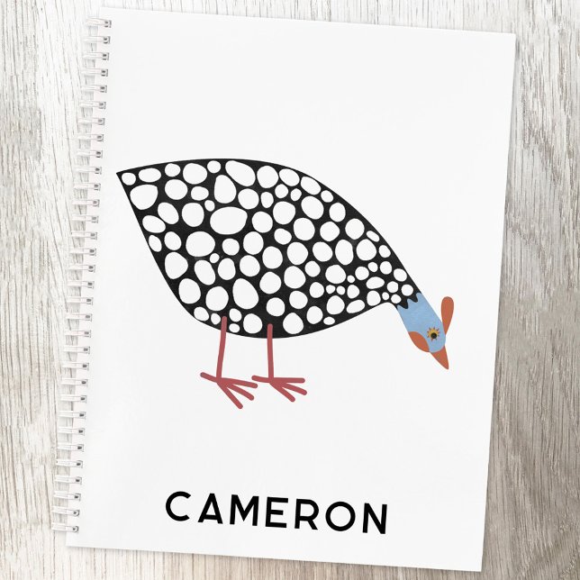 Guinea Fowl Fun Personalized Notebook (Fun personalized custom name guineafowl notebook with choice of cover type and interior paper style)