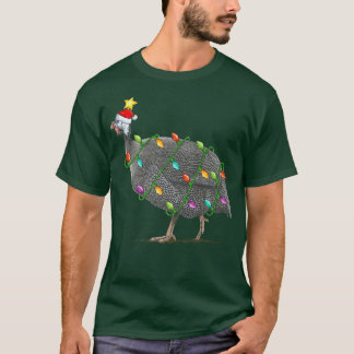 Guinea Fowl Lighting Xmas Tree Santa Guinea Fowl C T-Shirt
